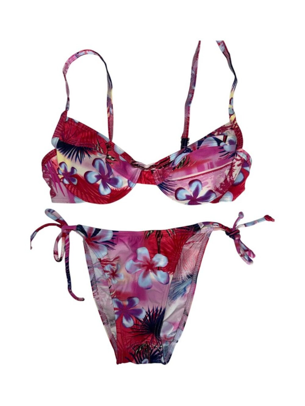 Pink Floral Bikini Set Size S/M with Sunglasses & Bag